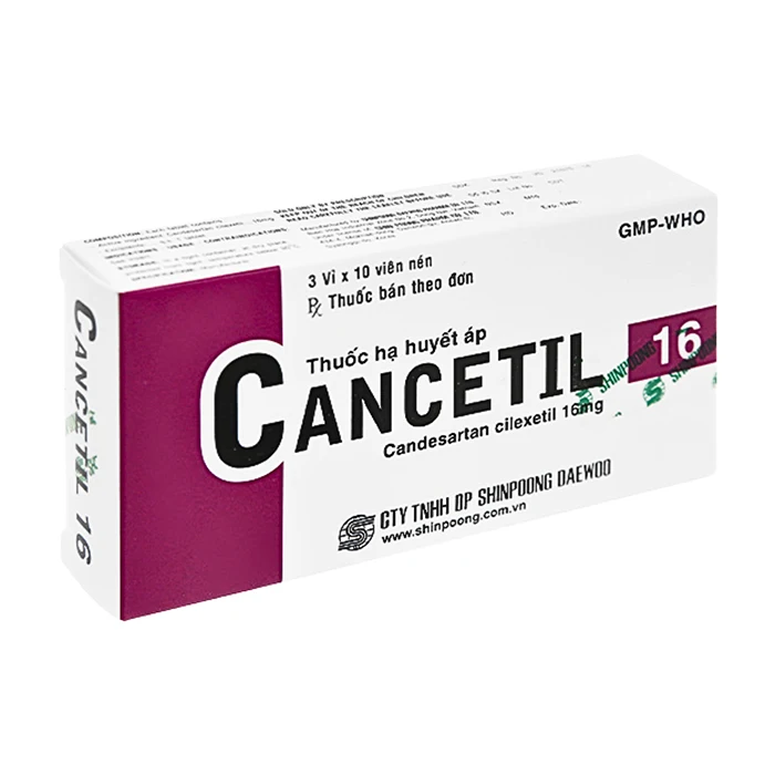 Cancetil 16 (3 vỉ x 10 viên) - Điều trị tăng huyết áp, suy tim