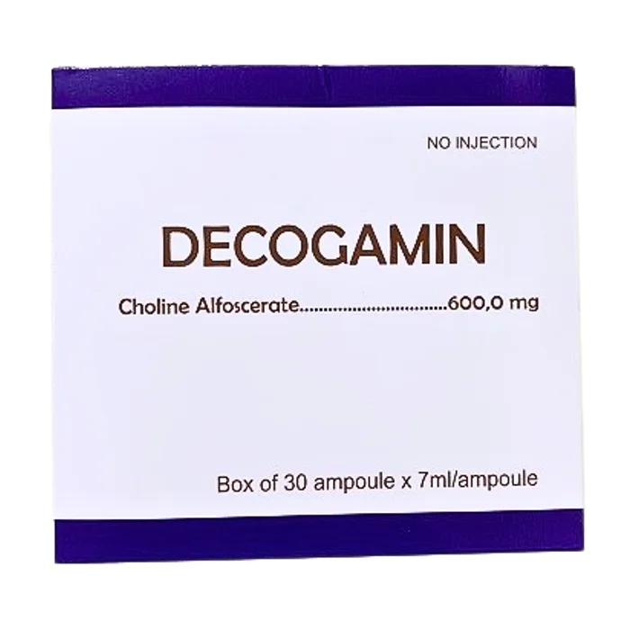 Decogamin 600mg Medisun ( Hộp 30 ống x 7ml) - Hỗ trợ sau chấn thương, sa sút trí tuệ