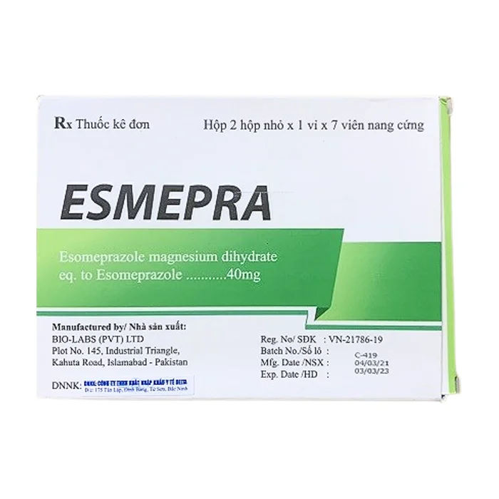 Esmepra 40mg Bio (2 vỉ x 7 viên) - Điều trị trào ngược dạ dày - thực quản