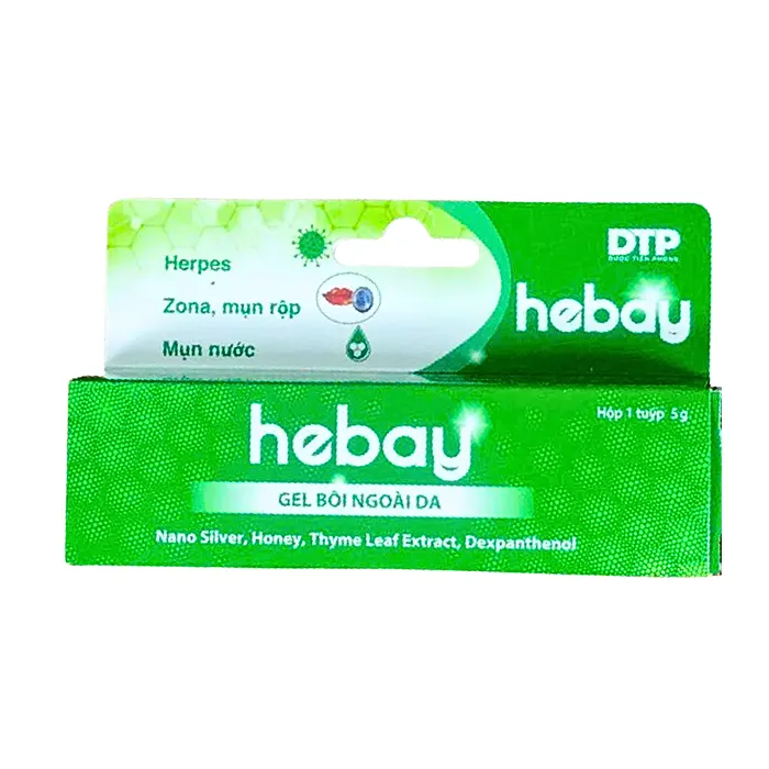 Gel bôi Hebay (Hộp 1 tuýp 5g) - Dùng cho da bị Herpes, Zona, giời leo, mụn rộp, mụn nước môi, giúp nhanh hồi phục vết thương