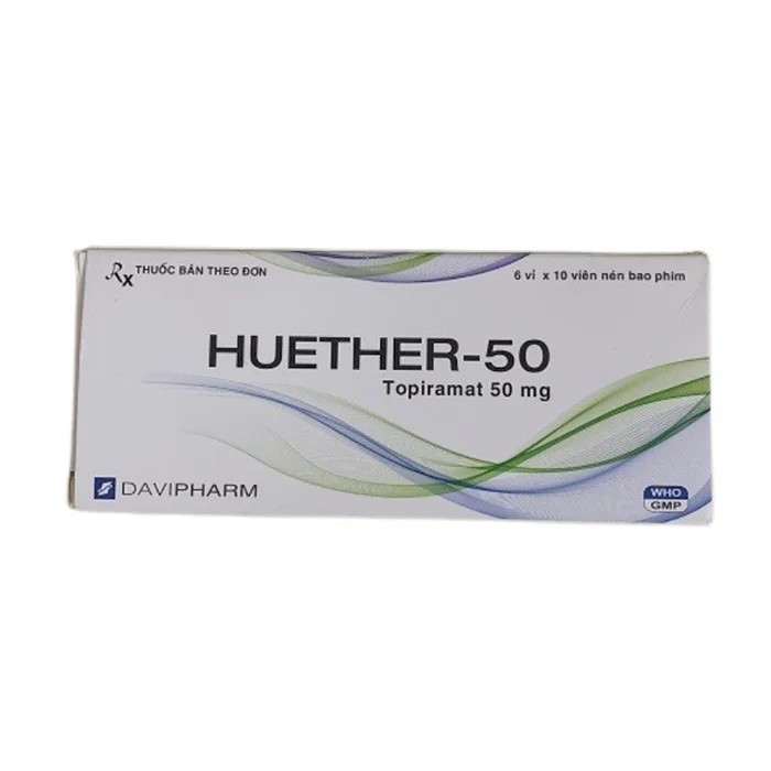 Huether-50 (6 vỉ x 10 viên) - Điều trị cơn động kinh khởi phát, dự phòng đau nửa đầu