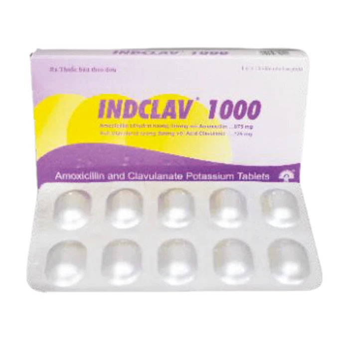 Indclav 1000 (1 vỉ x 10 viên) - Điều trị nhiễm trùng, nhiễm khuẩn