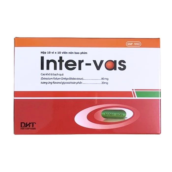 Inter-Vas 80mg (10 vỉ x 10 viên) - Thuốc điều trị suy giảm trí nhớ