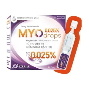 Myodrops 0,025  (4 vỉ x 5 ống 0,4 ml) - Dung dịch nhỏ mắt làm chậm tiến trình tăng độ cận