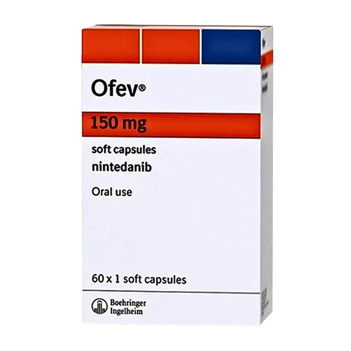 Ofev 150mg (6 vỉ x 10 viên) - Điều trị bệnh nhân ung thư phổi không tế bào nhỏ, xơ hóa phổi tự phát