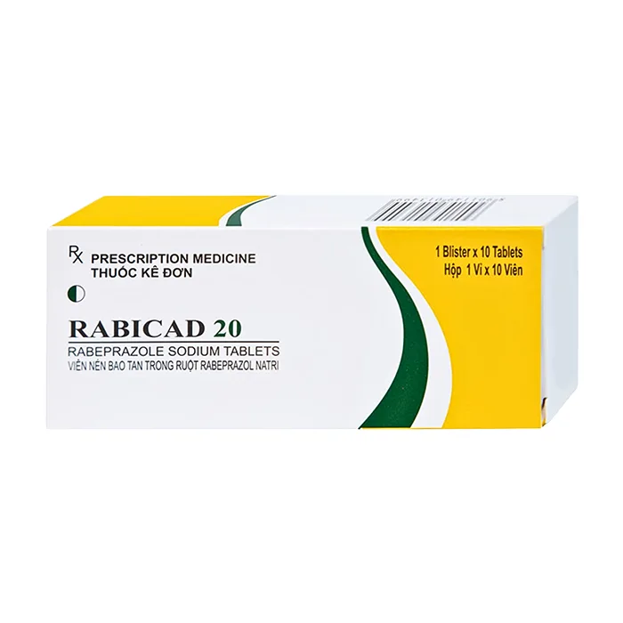 Rabicad 20 Cadila (1 vỉ x 10 viên) - Điều trị viêm loét dạ dày, tá tràng