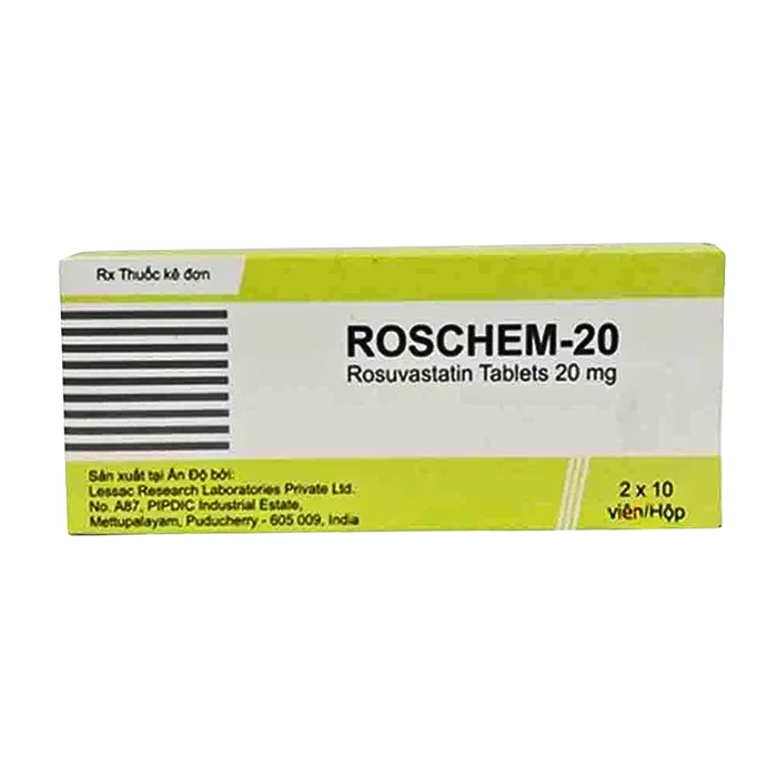Roschem 20 (2 vỉ x 10 viên) - Điều trị tăng Cholesterol máu
