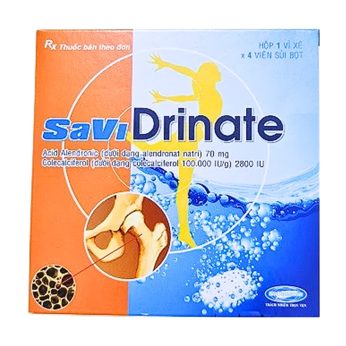 Savi Drinate (1 vỉ x 4 viên) - Viên sủi bọt trị loãng xương