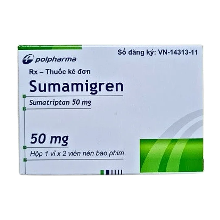 Sumamigren 50mg (1 vỉ x 2 viên) - Làm giảm các cơn đau nửa đầu cấp