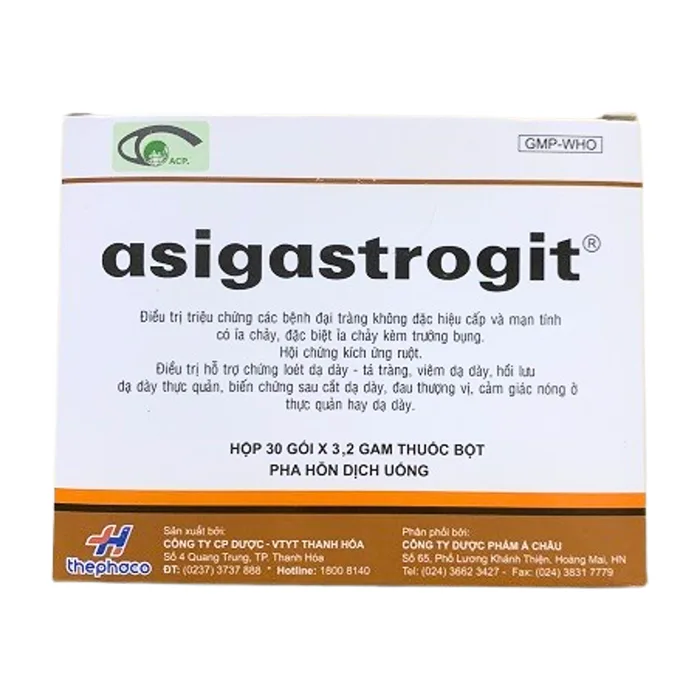 Asigastrogit Thephaco ( Hộp 30 gói) - Cải thiện độ đặc của phân và giảm co thắt