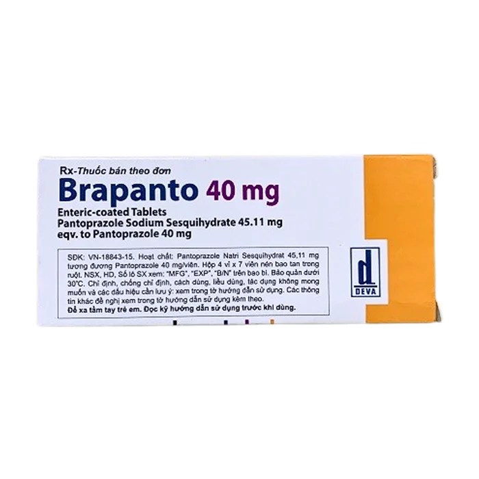 Brapanto 40mg (Pantoprazo) - Điều trị triệu chứng trào ngược dạ dày