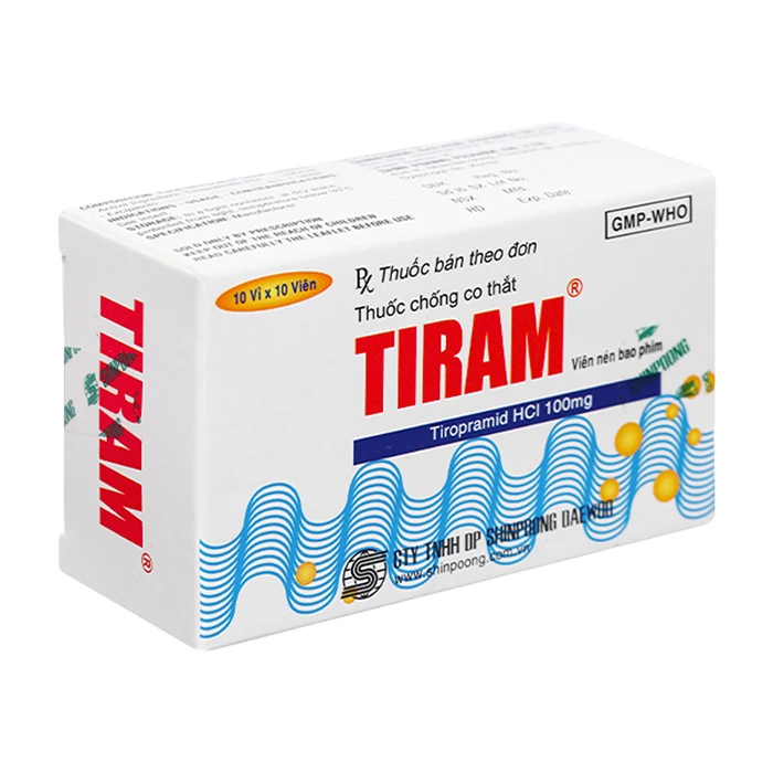 Tiram 100mg (10 vỉ x 10 viên) - Điều trị co thắt dạ dày ruột