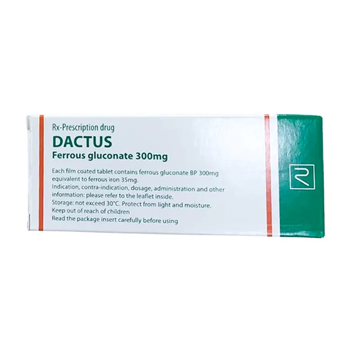 Dactus 300mg (5 Vỉ x 10 viên) - Dự phòng và điều trị thiếu máu, thiếu sắt