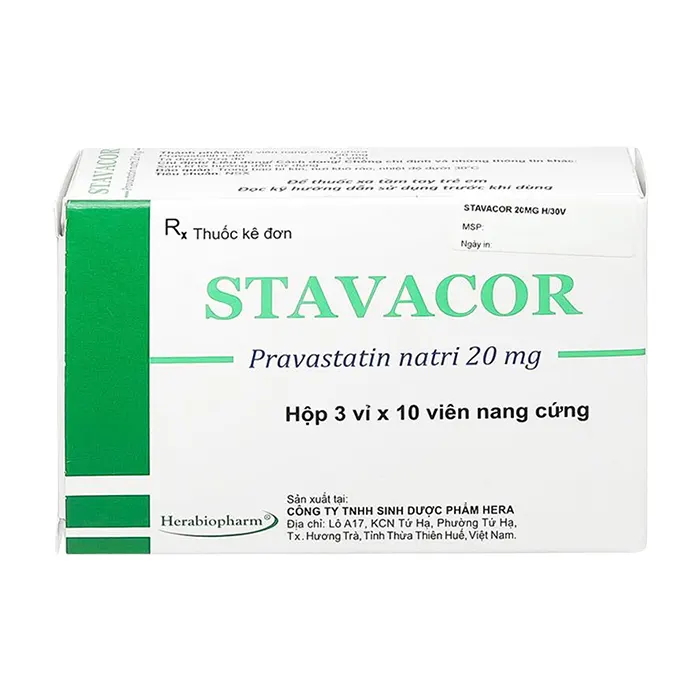 Stavacor 20mg (3 vỉ x 10 viên) - Trị tăng cholesterol máu, rối loạn mỡ máu hỗn hợp