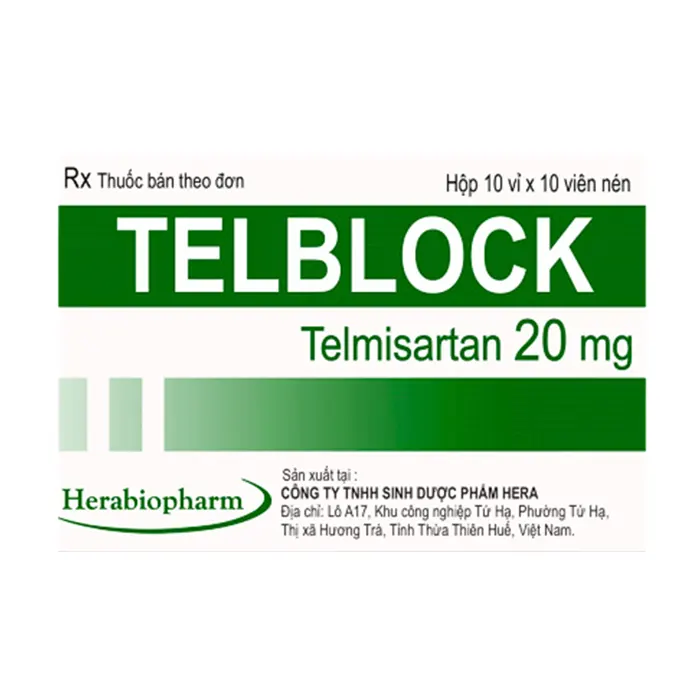 Telblock 20mg (10 vỉ x 10 viên) - Điều trị bệnh tăng huyết áp và phòng ngừa bệnh tim mạch