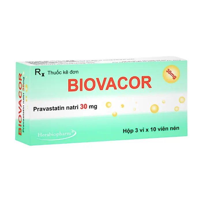 Biovacor 30mg Pravastatin - Đều trị tăng cholesterol trong máu, cholesterol máu