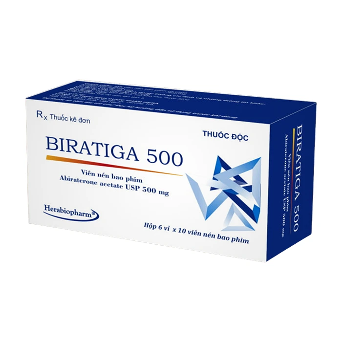 Biratiga 500mg (6 vỉ x 10 viên) - Điều trị ung thư tuyến tiền liệt