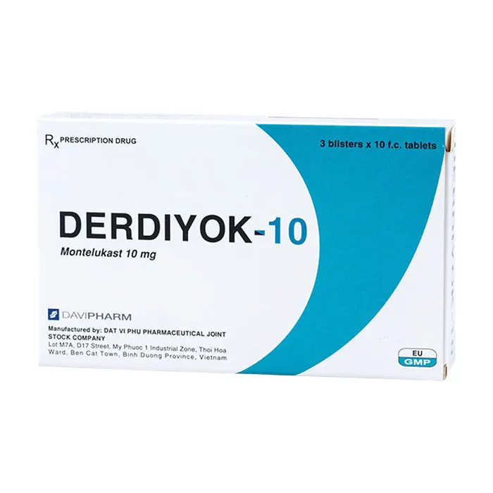 Derdiyok 10mg (Hộp 3 vỉ x 10 viên) - Điều trị hỗ trợ bệnh hen mạn tính