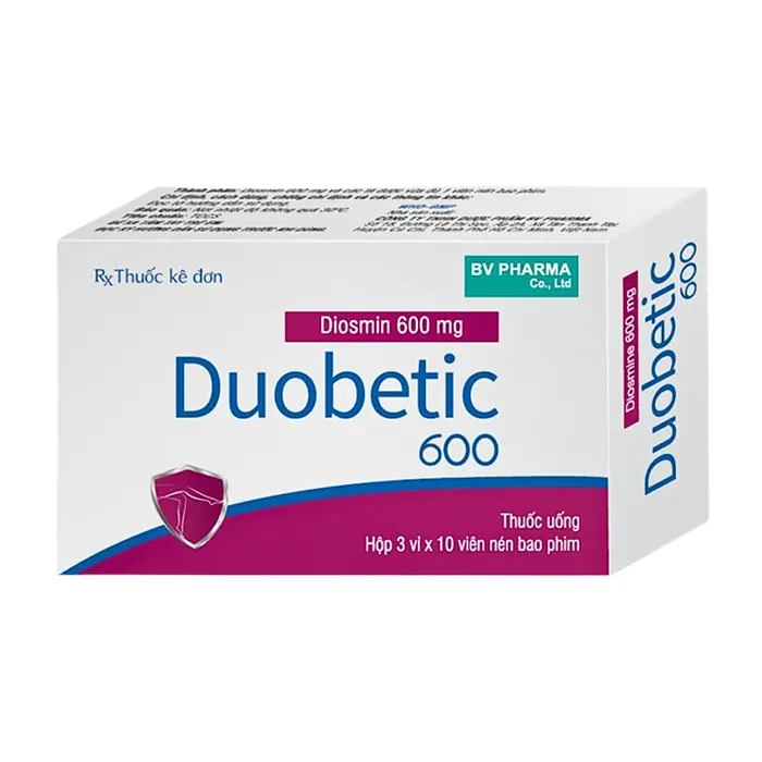Duobetic 600 (3 vỉ x 10 viên) - Cải thiện suy tuần hoàn tĩnh mạch bạch huyết