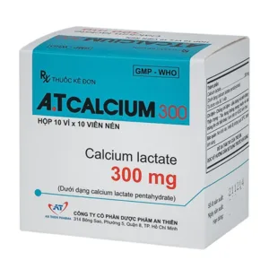 A.T Calcium 300 (Hộp 10 vỉ x 10 viên) - Điều trị tình trạng thiếu Calci của cơ thể
