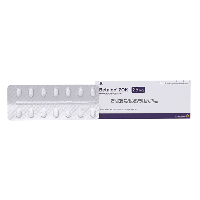 Betaloc ZOK 25mg Astra Zeneca 2 vỉ x 7 viên - Thuốc huyết áp