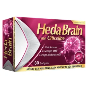 Heda Brain With Citicoline (hộp 3 vỉ x 10 viên) - Hỗ trợ tan máu đông, giảm nguy cơ xơ vữa động mạch
