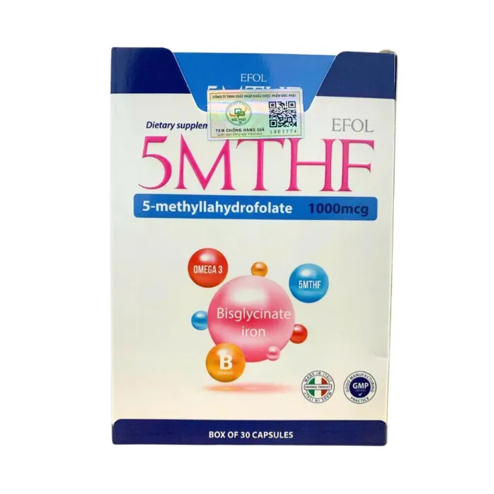 EFOL 5MTHF (30 viên) - Giảm nguy cơ dị tật ống thần kinh, sảy thai, sinh non