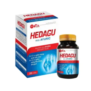 HEDAGU With AYURIC (Hộp 1 lọ 20 viên) - Hỗ trợ giảm lượng acid uric, giảm sưng đau khớp do gout