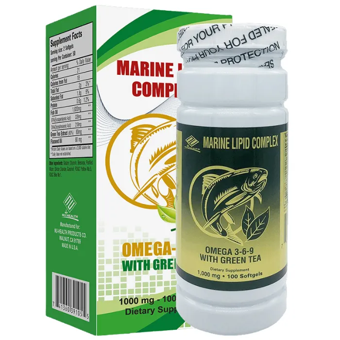 Marine Lipid Complex Omega-3,6,9 Trà Xanh (Hộp 100 viên) - Giúp giảm mỡ máu và nguy cơ mắc bệnh tim mạch