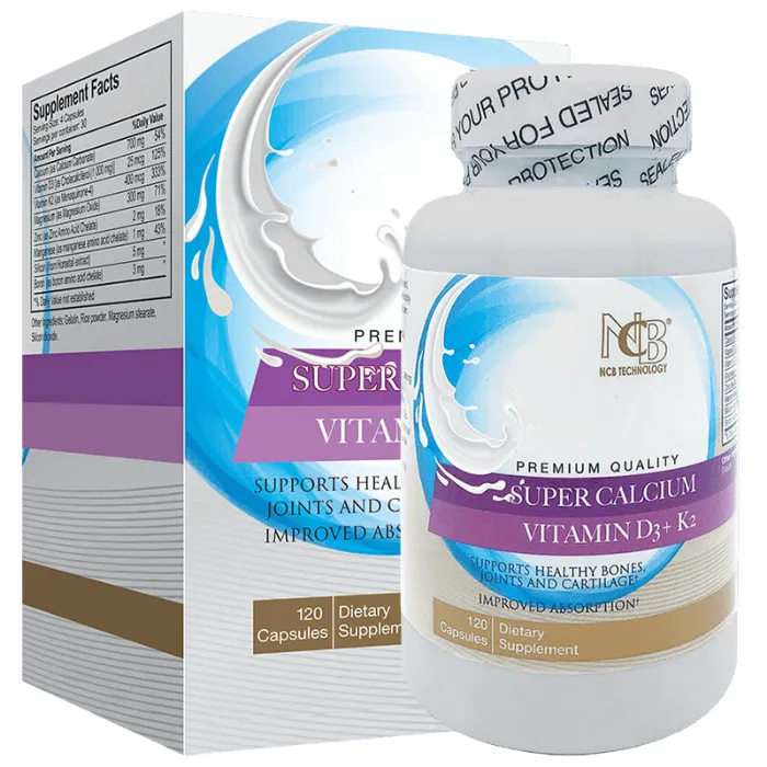 SUPER CALCIUM VITAMIN D3+K2 (Lọ 120 viên) - Bổ sung canxi, vitamin D3, vitamin K2