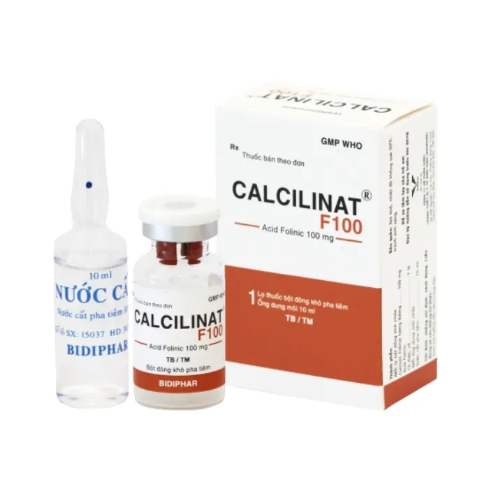 Calcilinat F100 (Hộp 1 lọ + 1 ống dung môi) - Điều trị ngộ độc do các chất đối kháng acid folic