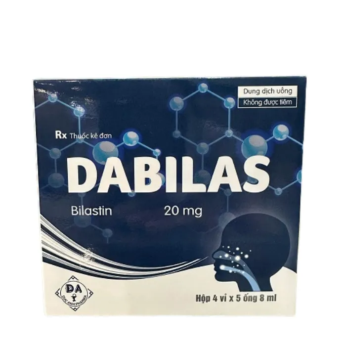 Dabilas 20mg (Hộp 20 ống x 8ml) - Điều trị các triệu chứng như hắt hơi, ngứa mũi
