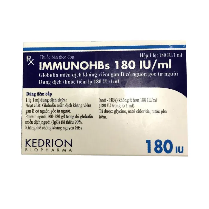Immunohbs 180UI/ml (Hộp 1 lọ x 1ml) - Phòng ngừa tái nhiễm Virus viêm gan B
