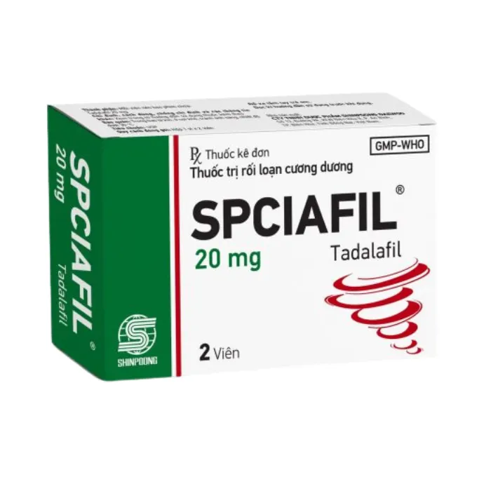 SPCiafil 20mg (Tadalafil) - Điều trị rối loạn cương dương ở nam giới trưởng thành