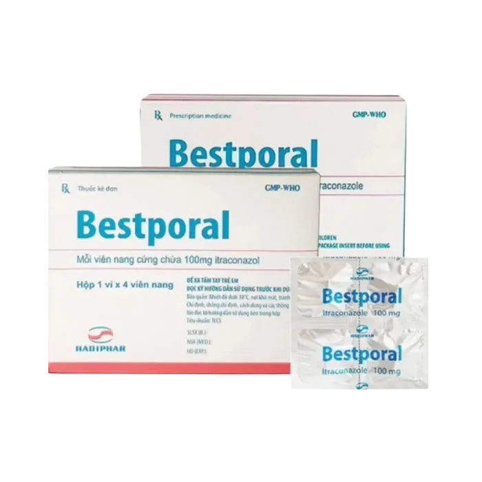 Bestporal 100mg (Hộp 1 vỉ x 4 viên) - Điều trị các bệnh nhiễm nấm