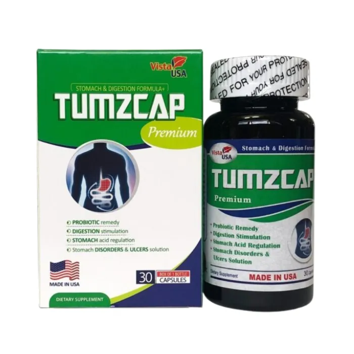 Tumzcap (Lọ 30 viên) - Hỗ trợ giảm đau, viêm loét, trào ngược dạ dày thực quản, HP, tiêu hóa khỏe mạnh