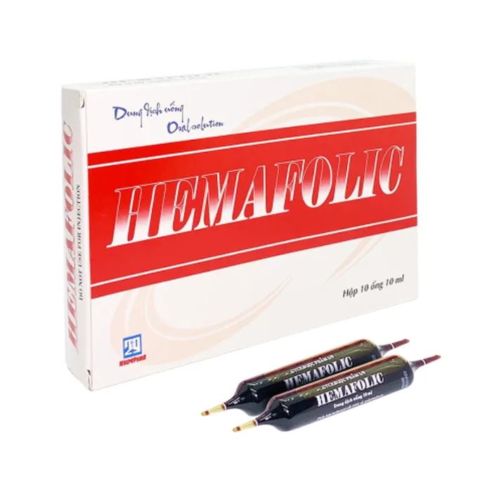 Hemafolic 100mg (10 ống x 10 ml) - Điều trị thiếu máu do thiếu sắt, thiếu acid folic