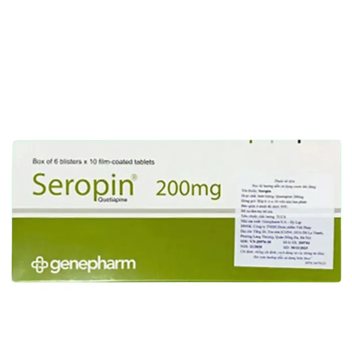 Seropin 200mg (6 vỉ x 10 viên) - Điều trị tâm thần phân liệt, hưng cảm lưỡng cực, trầm cảm lưỡng cực