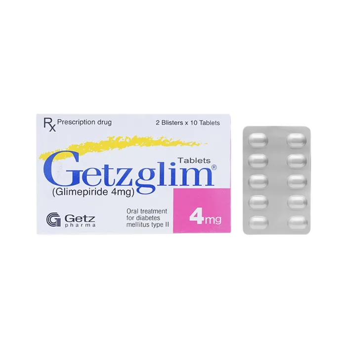 Getzglim 4mg (2 vỉ x 10 viên) - Hỗ trợ điều trị đái tháo đường tuýp 2