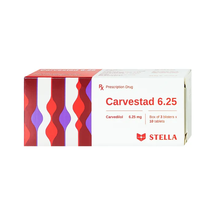Carvestad 6.25 (Carvedilol) Stella (30 viên) - Điều trị tăng huyết áp