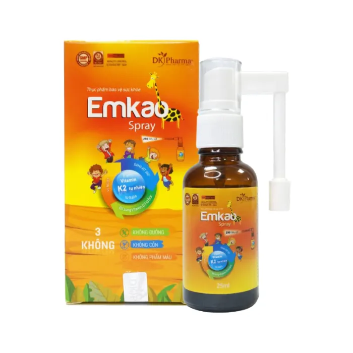 Vitamin D3 K2 Emkao Spray 25ml - Hỗ trợ tăng cường hấp thu canxi giúp xương