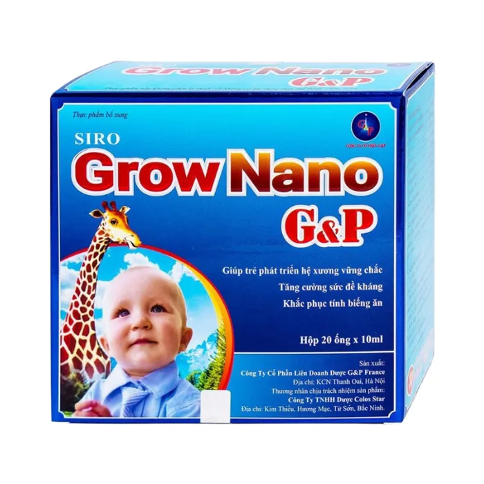 Siro Grow Nano G&P (20 ống x 10ml) - Giúp trẻ phát triển hệ xương, tăng cường đề kháng