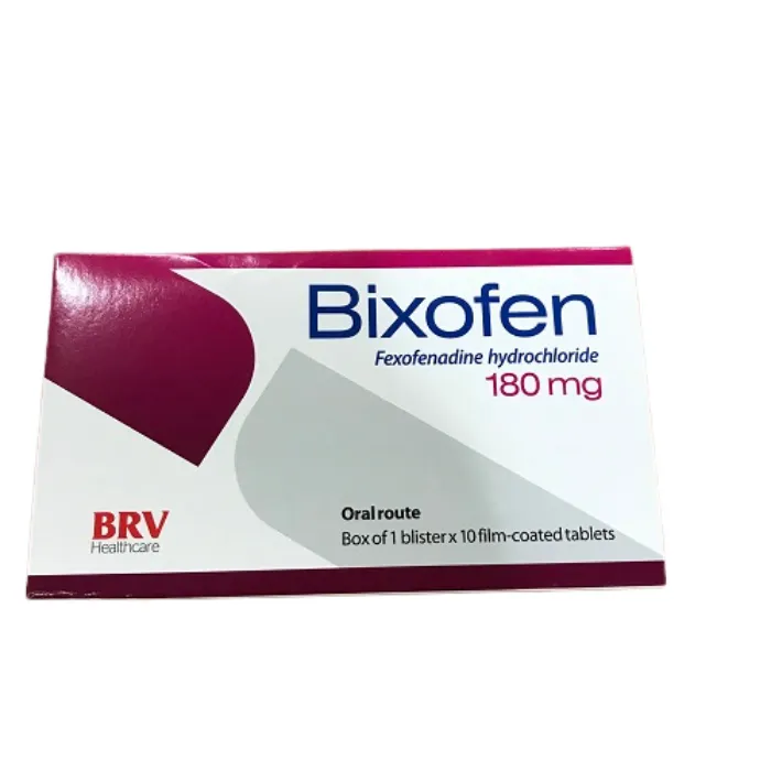 Bixofen 180mg (Hộp 1 vỉ x 10 viên) - Điều trị các triệu chứng của viêm mũi dị ứng theo mùa, mề đay vô căn mạn tính