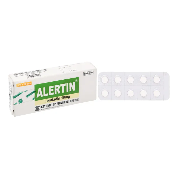 Alertin 10mg (3 vỉ x 10 viên) - Chỉ định trong trường hợp viêm mũi dị ứng, viêm kết mạc dị ứng