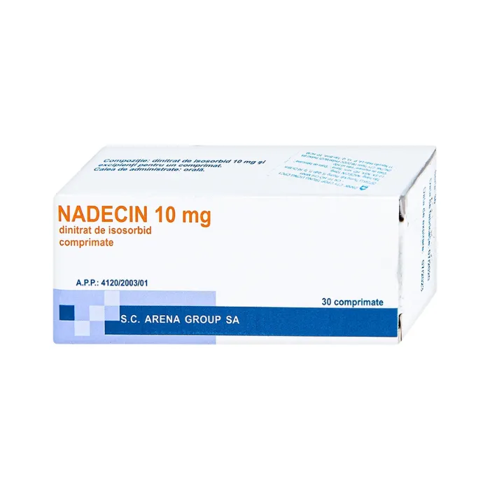 Nadecin 10mg (3 vỉ x 10 viên) - Phòng và điều trị cơn đau thắt ngực, suy tim sung huyết