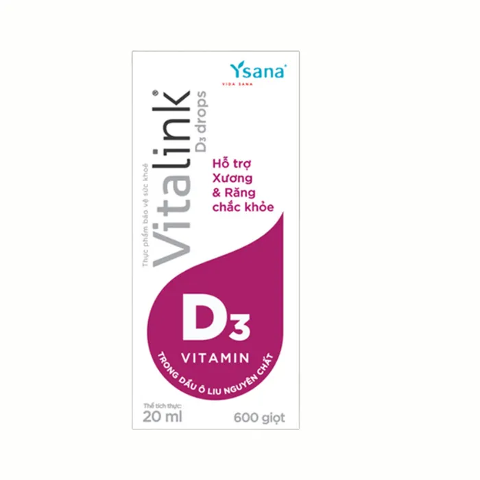 Vitalink Vitamin D3 dạng giọt (20ml) - Giúp duy trì xương, cơ và răng khỏe mạnh