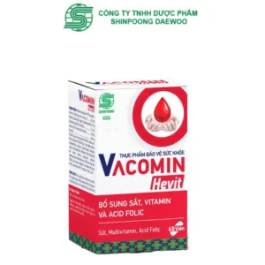 Vacomin Hevit (Chai 60 viên) - Viên uống bổ sung sắt, vitamin và acid folic