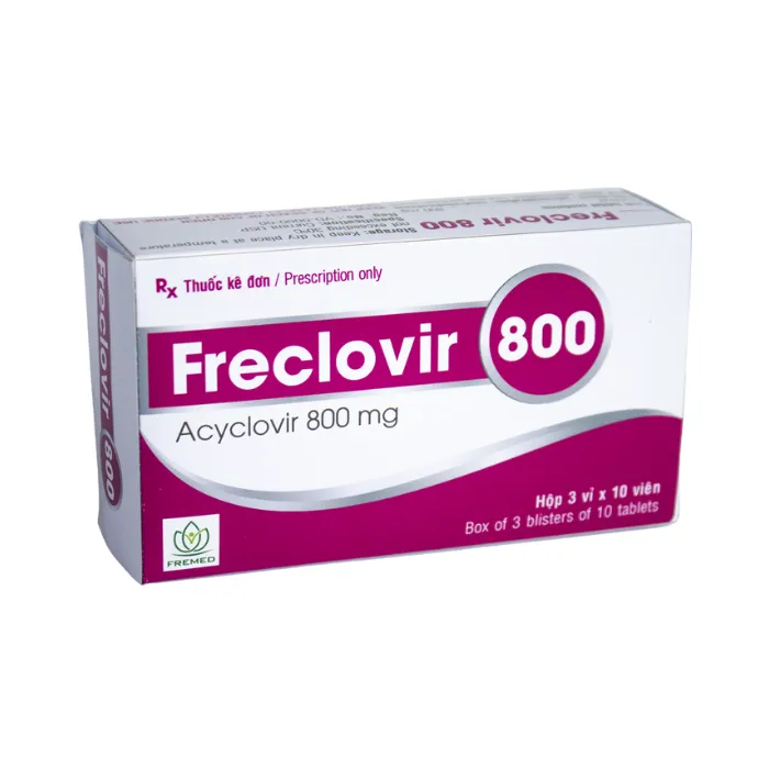 FRECLOVIR 800 (3 vỉ x 10 viên) - Điều trị nhiễm Herpes simplex ở da và niêm mạc
