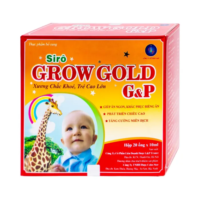 Siro Grow Gold G&P (20 ống x 10ml) - Giúp ăn ngon, khắc phục biếng ăn, phát triển chiều cao