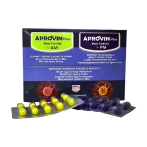 Aprovin Plus (Hộp 2 gói x 3 vỉ x 10 viên) - Điều trị ở nam giới bị tinh trùng yếu, chất lượng tinh trùng kém, khó thụ thai